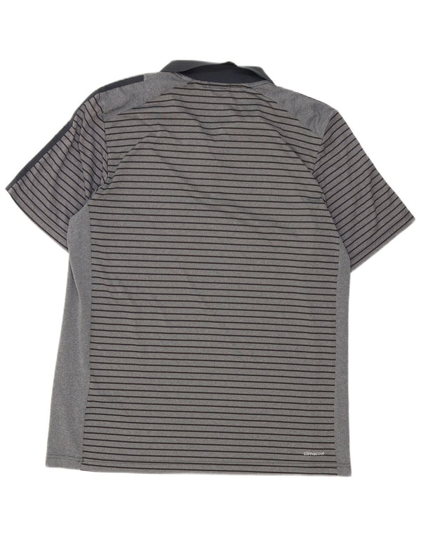 Adidas Mens Climacool Polo Shirt XL Cinza Listrado Poliéster