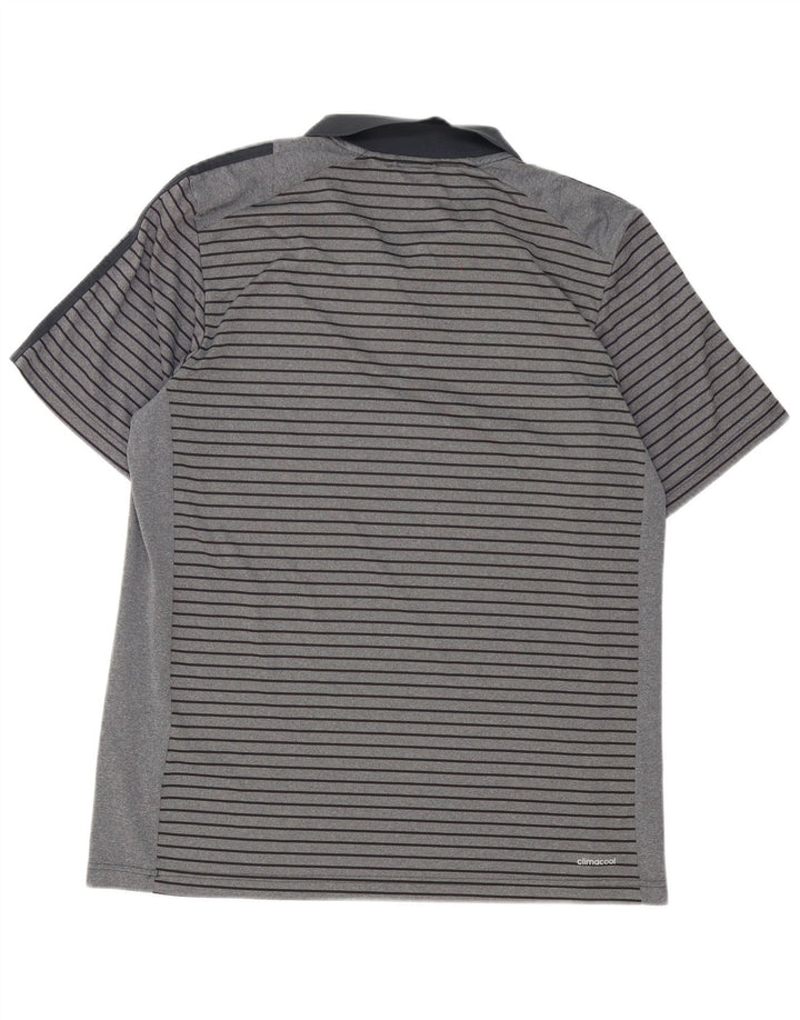 Adidas Mens Climacool Polo Shirt XL Cinza Listrado Poliéster