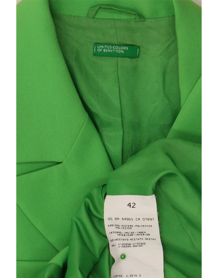 Jaqueta Blazer Feminina Benetton com 3 Botões IT 42 Poliéster Verde Médio