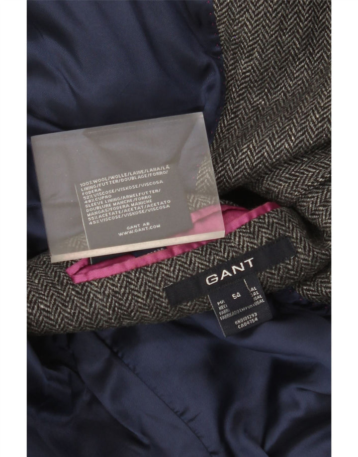 Jaqueta blazer masculina de 2 botões Gant IT 54 2XL lã espinha de peixe cinza