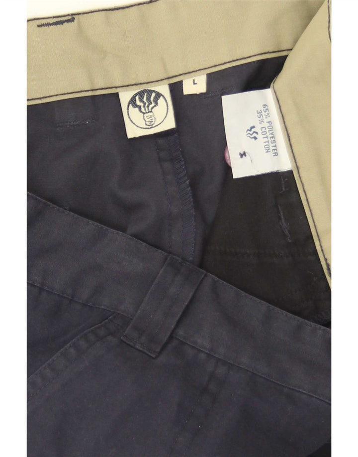 Shorts ocasionais dos homens gordos da cara grande poliéster W34 de Colourblock dos azuis marinhos