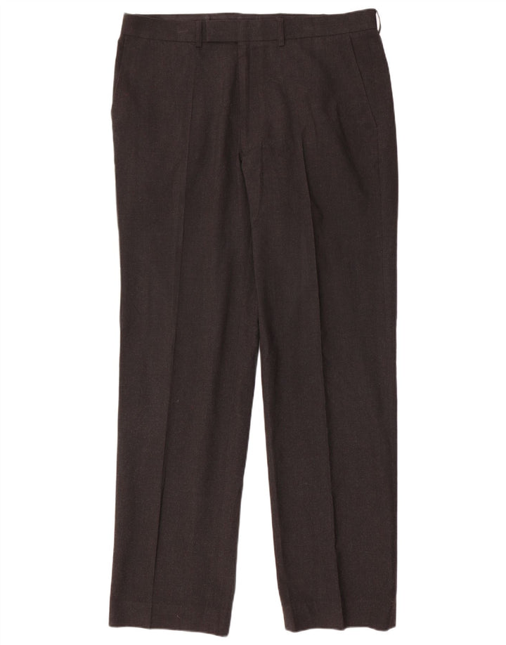 Calça masculina de terno reto Marks & Spencer W36 L33 cinza poliéster
