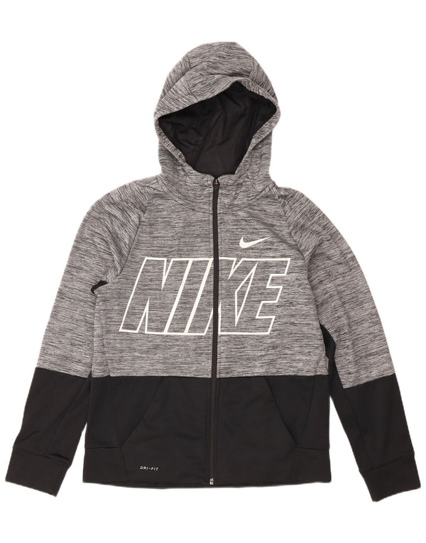 Suéter Nike Boys Dri Fit Zip com capuz 13-14 anos XL cinza colorblock
