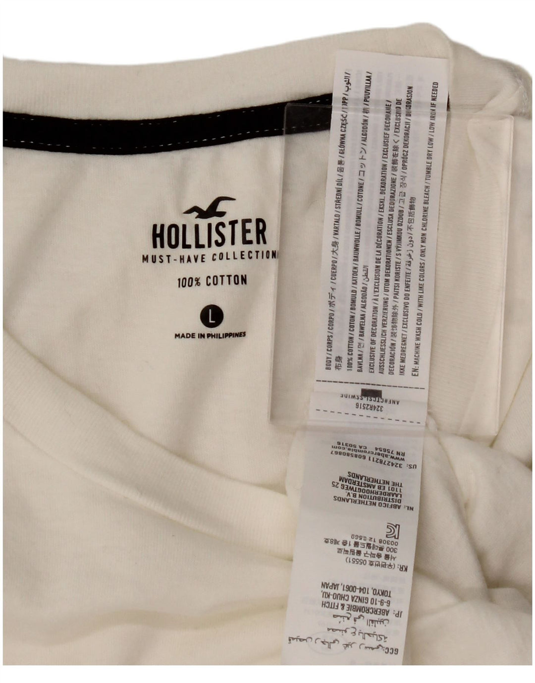 Camiseta masculina HOLLISTER grande algodão branco