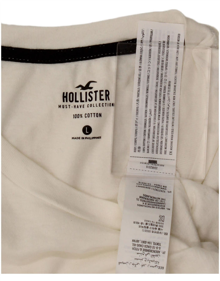 Camiseta masculina HOLLISTER grande algodão branco