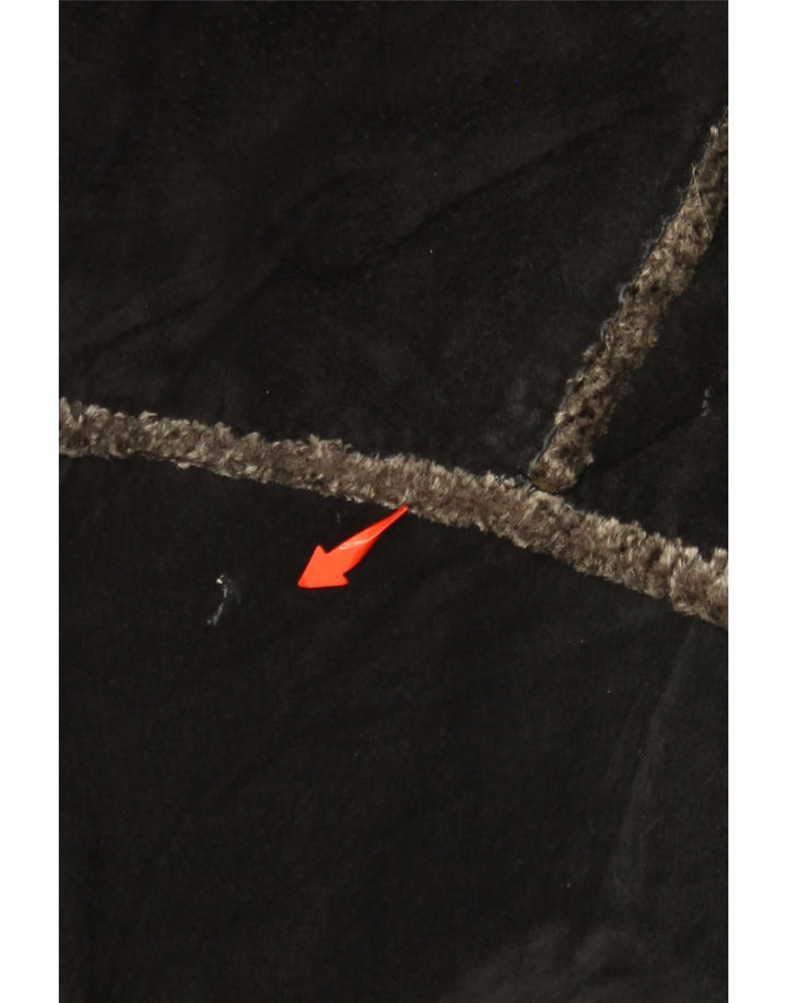 Jaqueta masculina de camurça com capuz GIORGIO MOBIANI Reino Unido 44 2XL couro preto