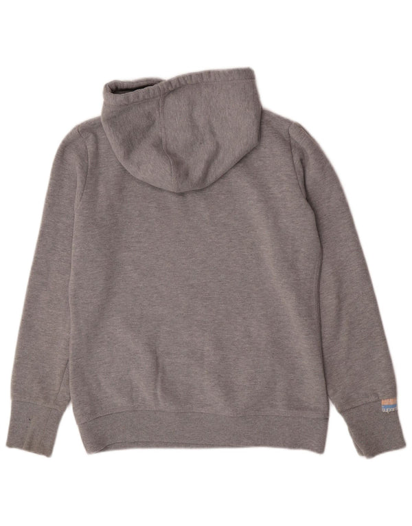 Superdry feminino gráfico moletom com capuz UK 16 grande poliéster cinza