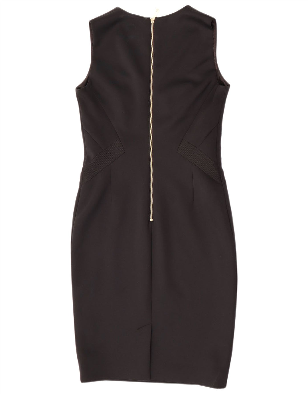 Vestido bodycon feminino sem mangas Ted Baker tamanho 3 poliéster preto médio