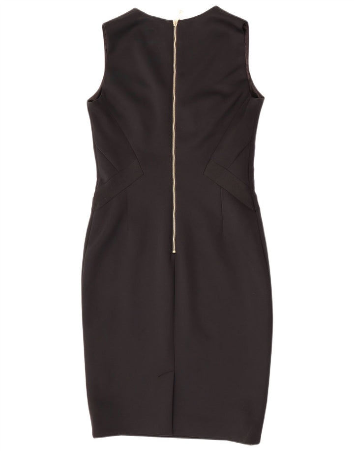 Vestido bodycon feminino sem mangas Ted Baker tamanho 3 poliéster preto médio