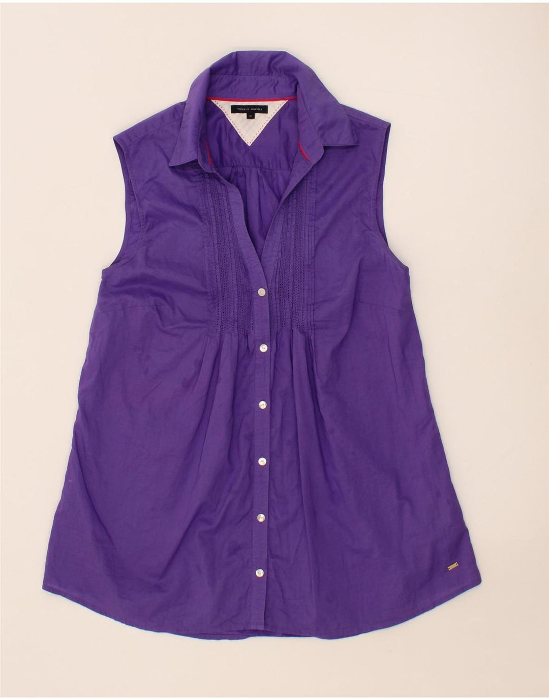 TOMMY HILFIGER Womens Sleeveless Shirt US 12 Large Purple Cotton Vintage Tommy Hilfiger and Second-Hand Tommy Hilfiger from Messina Hembry 