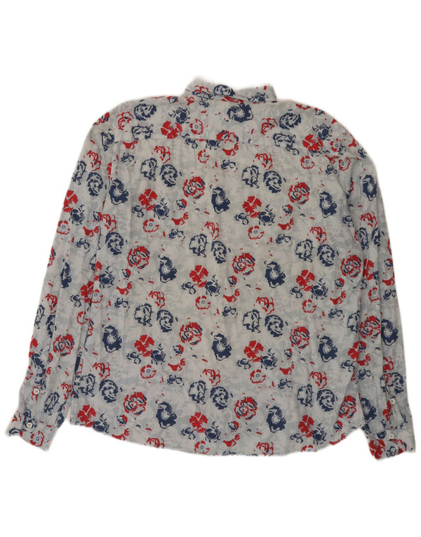 Camisa masculina Slim Fit Sottotono 2XL algodão floral azul