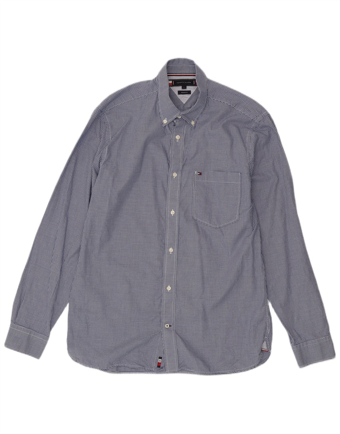 Camisa masculina Tommy Hilfiger grande algodão guingão azul