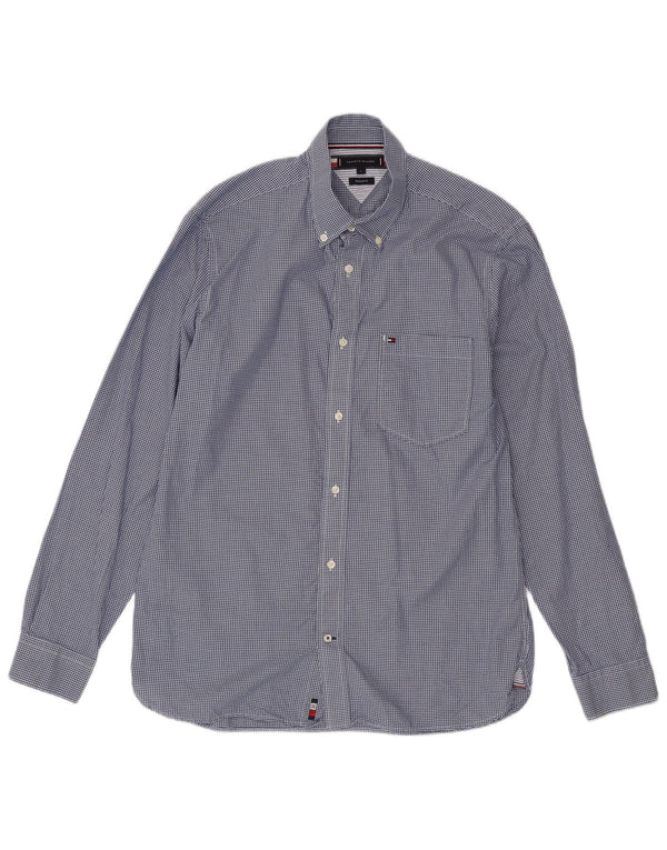 Camisa masculina Tommy Hilfiger grande algodão guingão azul