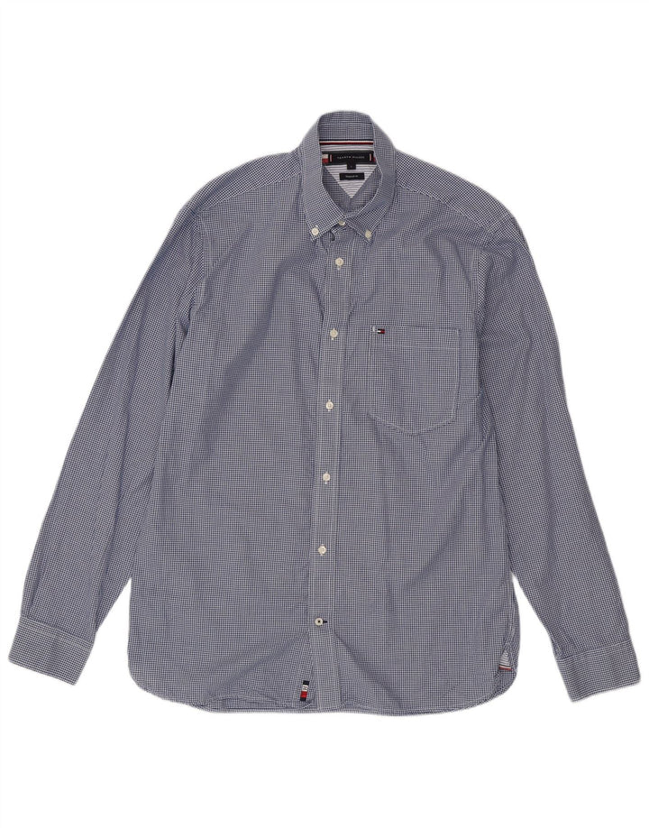 Camisa masculina Tommy Hilfiger grande algodão guingão azul