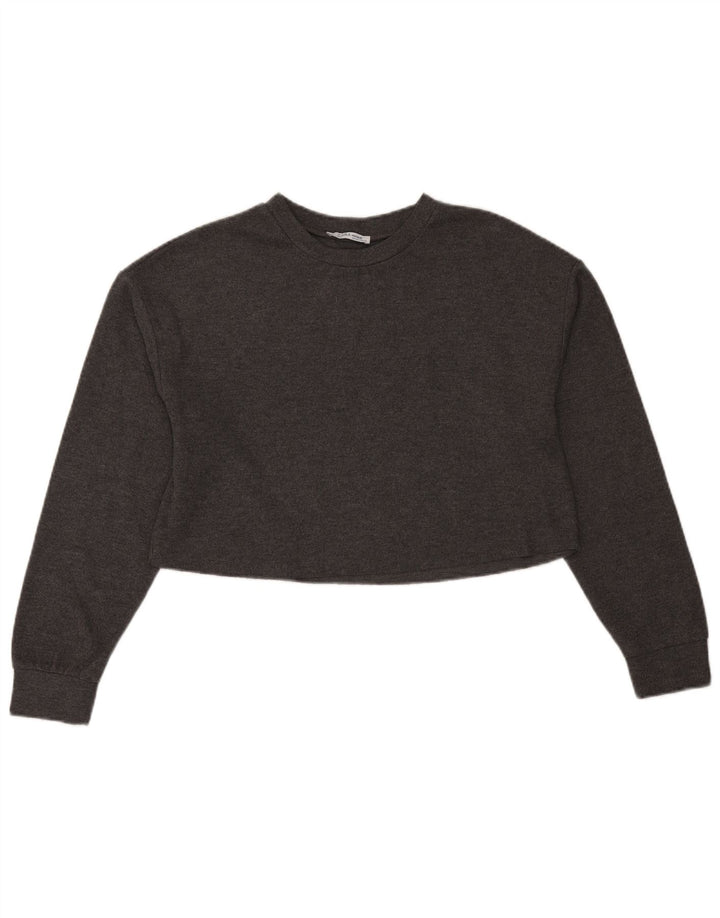 Zara Womens Trafaluc Crop Top Manga Longa Reino Unido 14 Poliéster Cinza Médio
