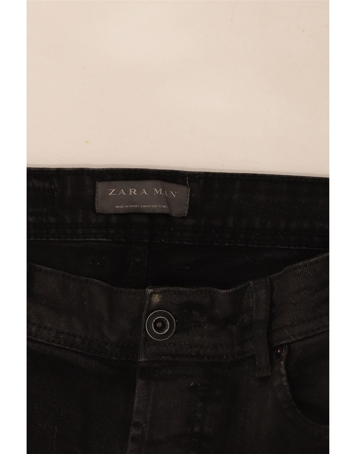 Zara Mens Jeans Slim Distressed EU 42 Grande W32 L26 Preto