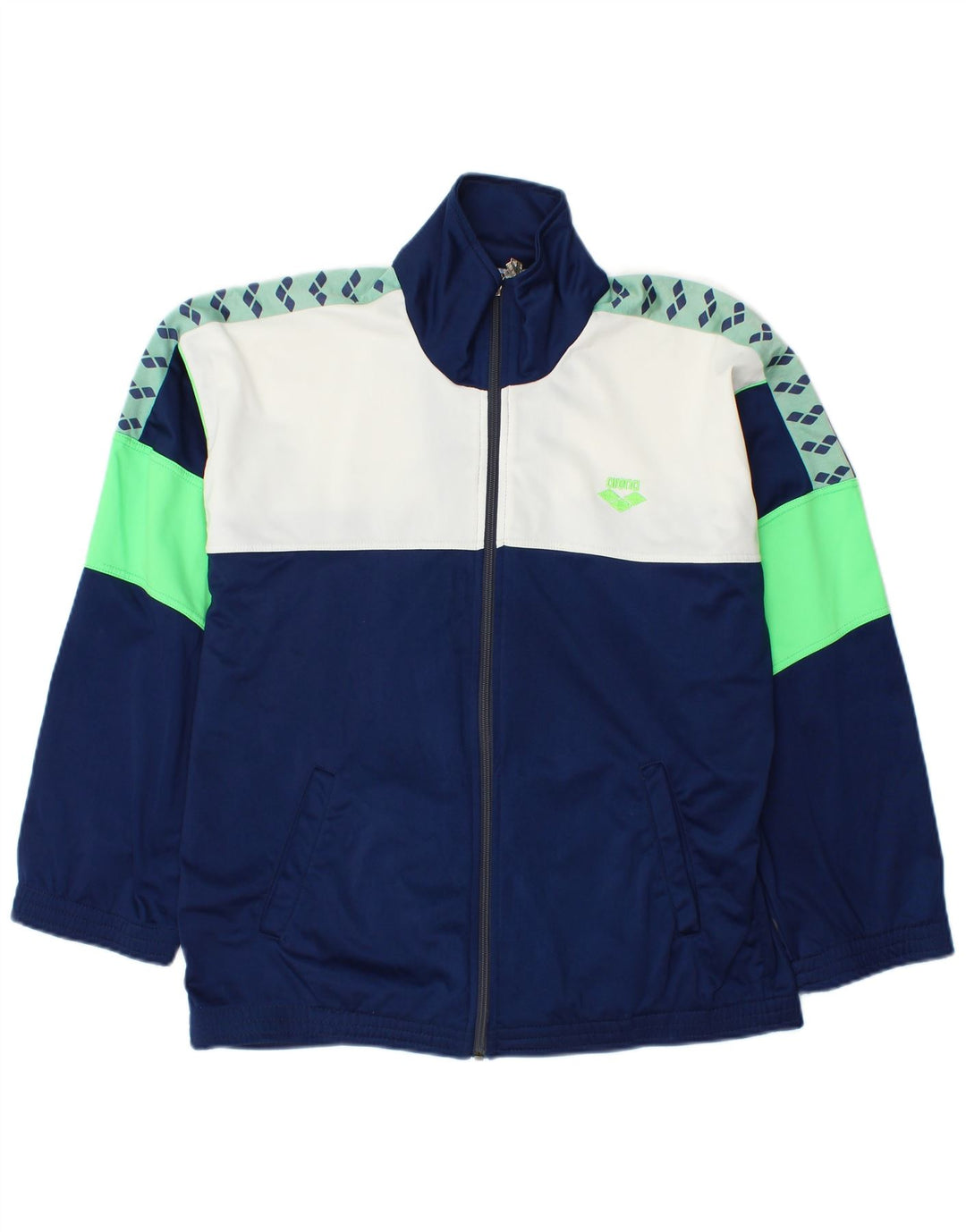 ARENA Jaqueta masculina de agasalho gráfico médio azul marinho bloco colorido