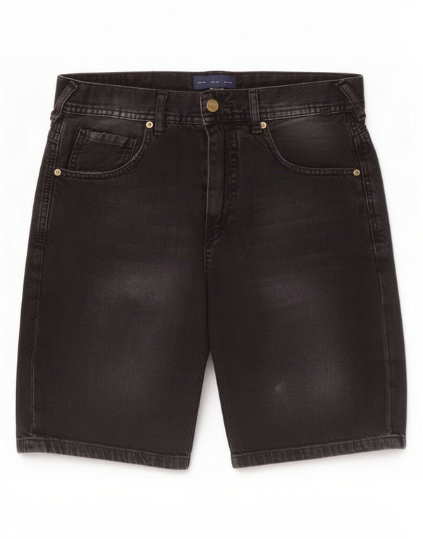 Zara Mens Denim Shorts EU 38 Pequeno W30 Algodão Preto