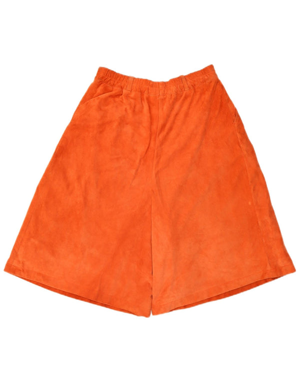 Shorts casuais femininos vintage de cintura alta UE 38 médio W26 couro laranja