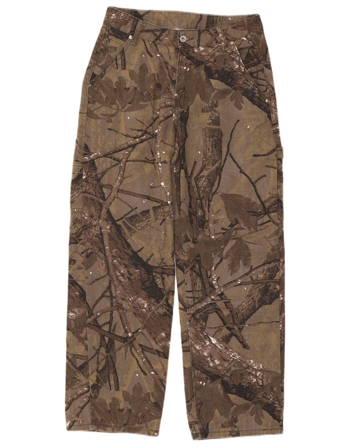 Calça cargo masculina VINTAGE reta média W30 L27 marrom floral