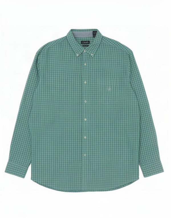 Camisa alta masculina Chaps 3XL algodão xadrez verde