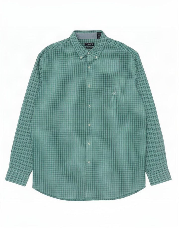 Camisa alta masculina Chaps 3XL algodão xadrez verde