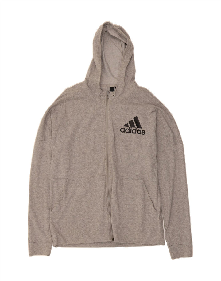 ADIDAS Mens Graphic Zip Hoodie Sweater Large Grey Cotton Vintage Adidas and Second-Hand Adidas from Messina Hembry 