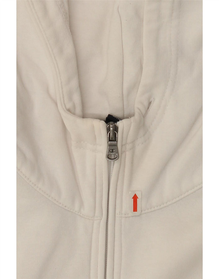 CHAMPION Womens Graphic Zip Neck Hoodie Jumper UK 18 XL White Cotton Vintage Champion and Second-Hand Champion from Messina Hembry 