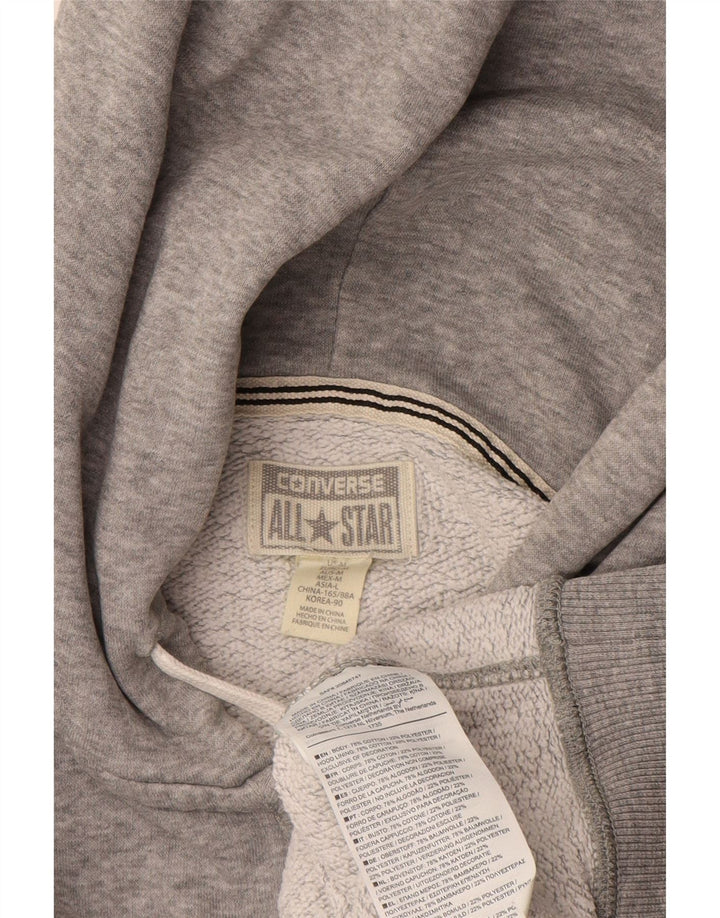 Suéter Converse masculino com capuz e zíper cinza médio algodão manchado