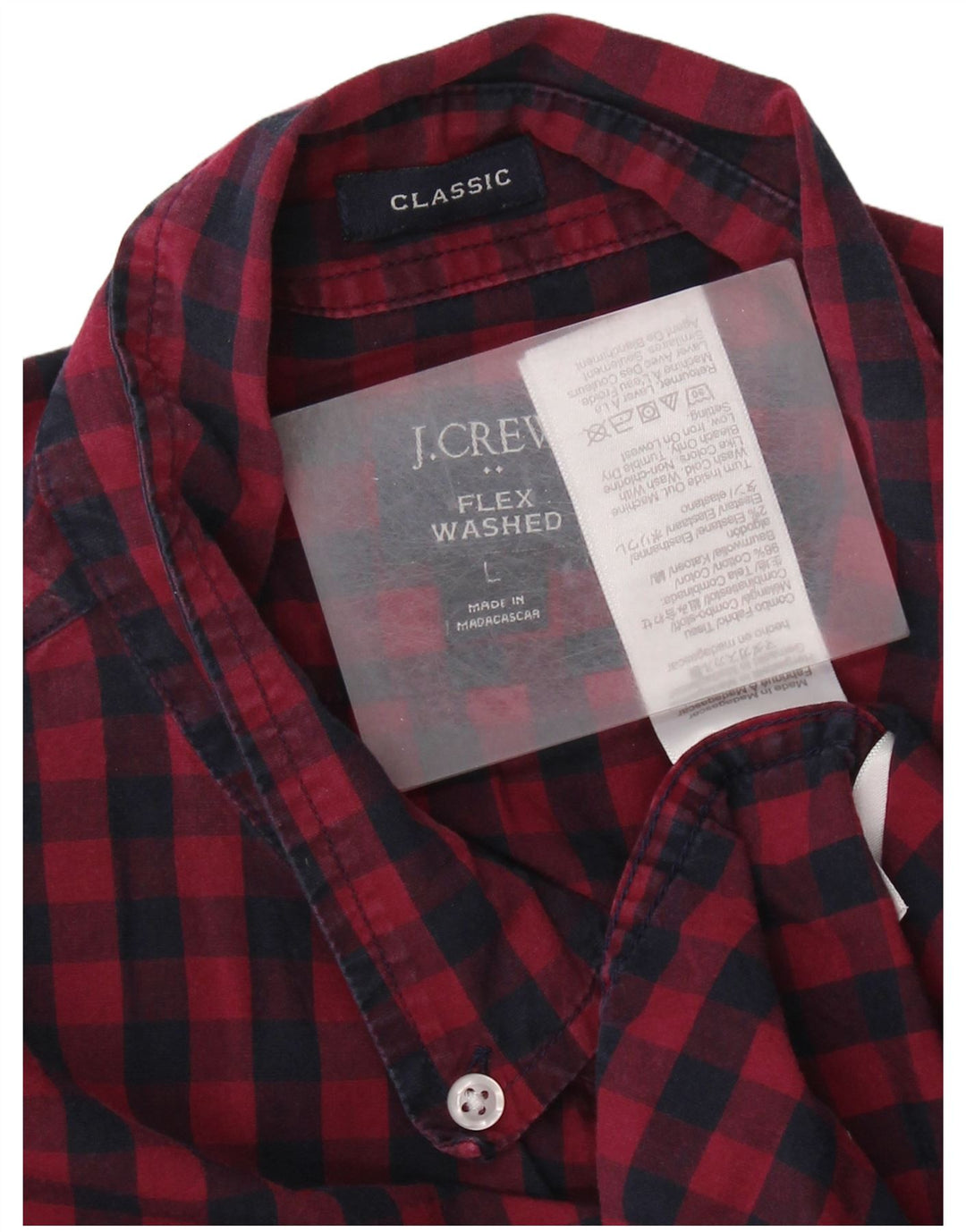 J. CREW Camisa masculina clássica de ajuste grande algodão guingão azul marinho