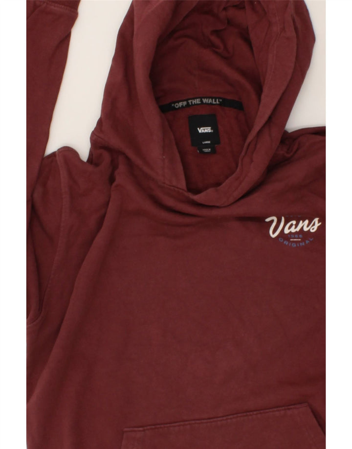 VANS Womens Graphic Hoodie Jumper UK 16 Large Maroon Cotton Vintage Vans and Second-Hand Vans from Messina Hembry 