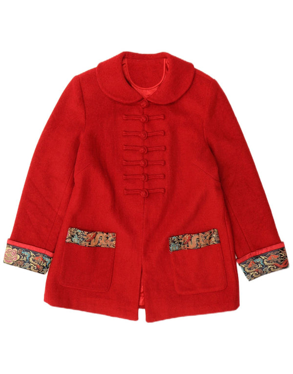 Sobretudo feminino vintage UK 14 Paisley vermelho médio