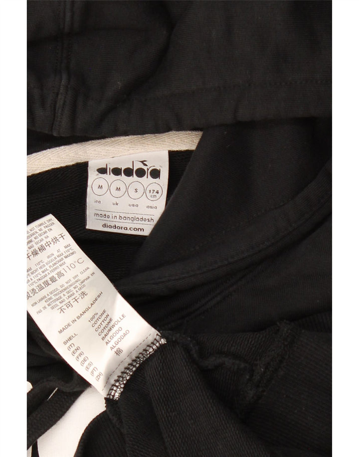 Diadora Mens Graphic Hoodie Jumper Médio Algodão Preto