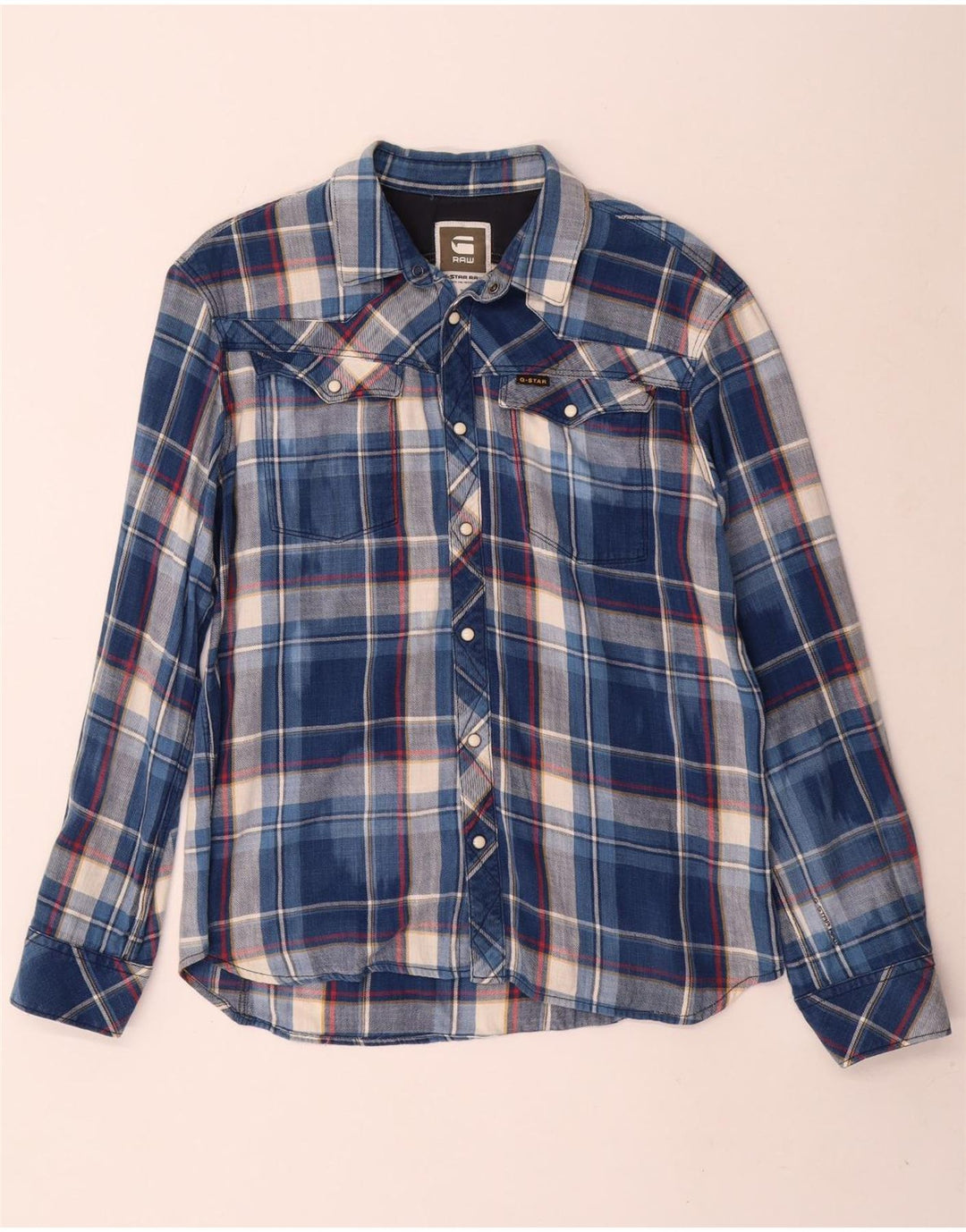 Camisa masculina de flanela G-Star XL algodão xadrez azul