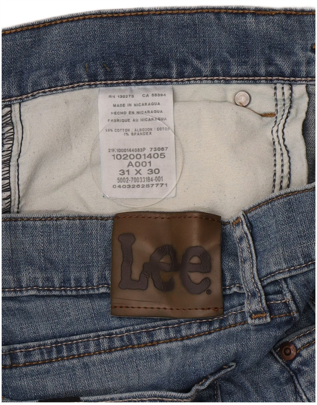 Lee Mens Slim Jeans W31 L30 Azul Algodão