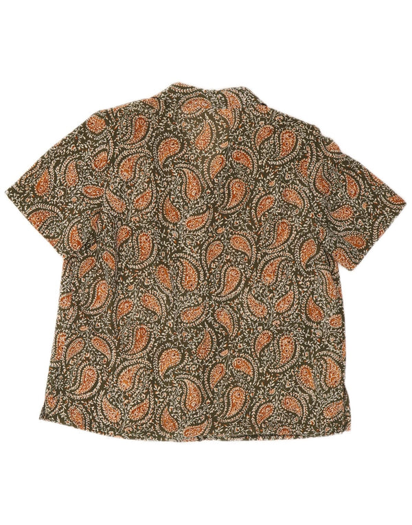 Blusa feminina de manga curta Eastex Reino Unido 12 Paisley verde médio