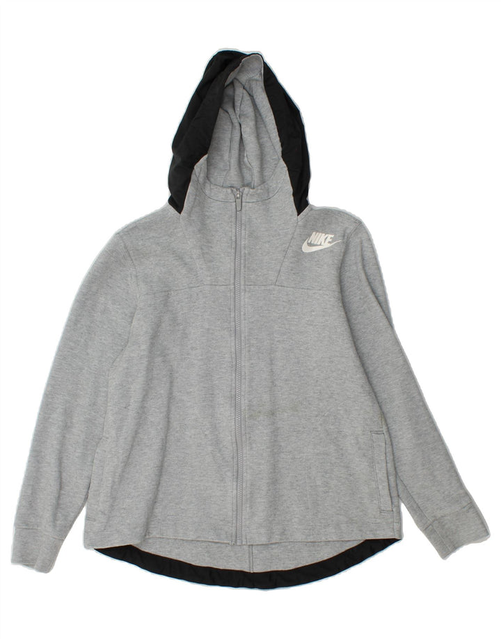 NIKE Womens Zip Hoodie Sweater UK 6 XS Grey Cotton Vintage Nike and Second-Hand Nike from Messina Hembry 