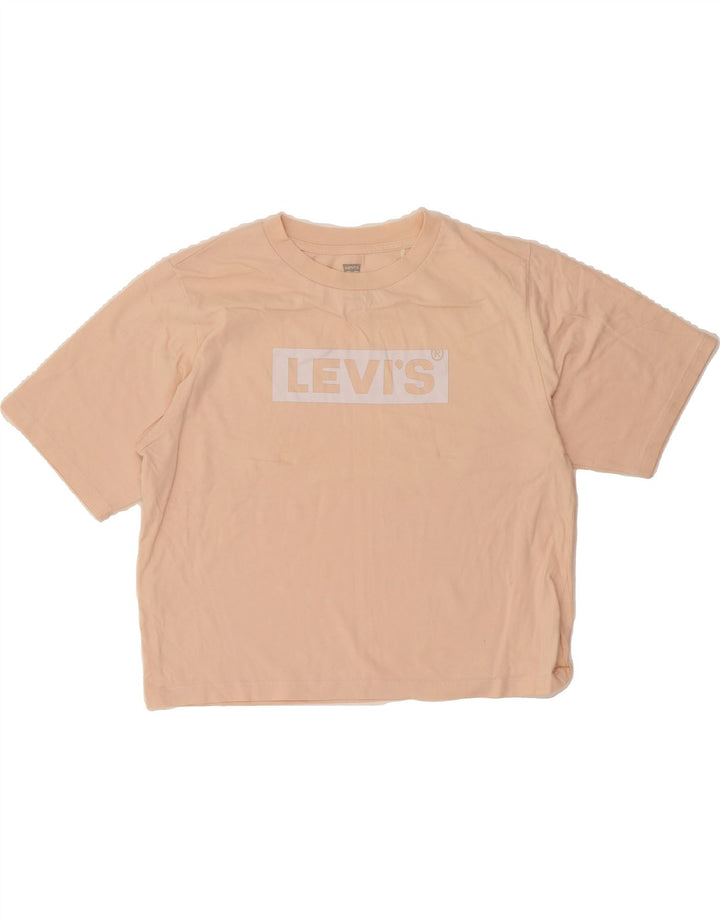 LEVI'S Womens Oversized Crop Graphic T-Shirt Top UK 4 XS Pink Vintage Levi's and Second-Hand Levi's from Messina Hembry 