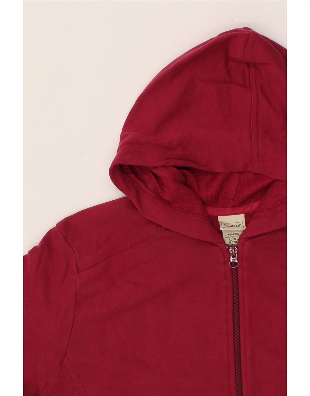 L.L.BEAN Womens Zip Hoodie Sweater UK 18 XL Burgundy Cotton Vintage L.L.Bean and Second-Hand L.L.Bean from Messina Hembry 