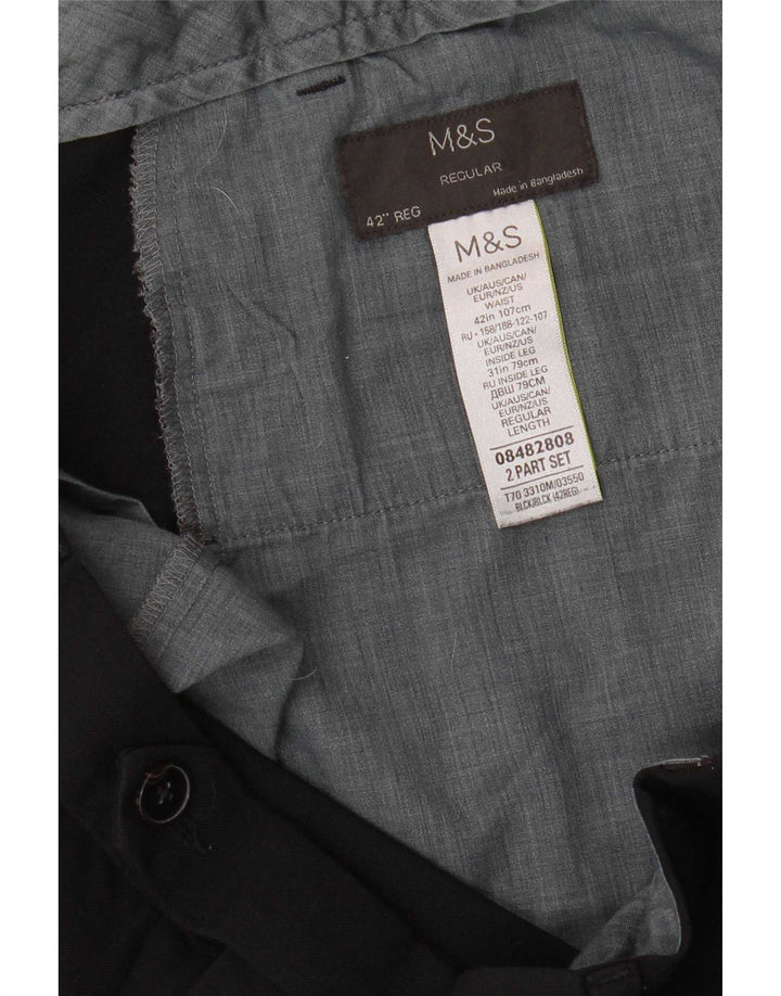 Calça masculina de ajuste regular Marks & Spencer W42 L31 poliéster preto