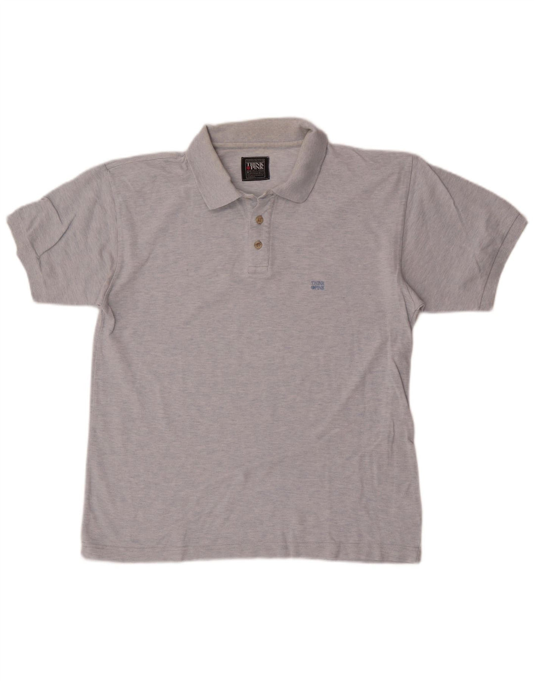 Camisa polo masculina Think Pink de algodão azul médio