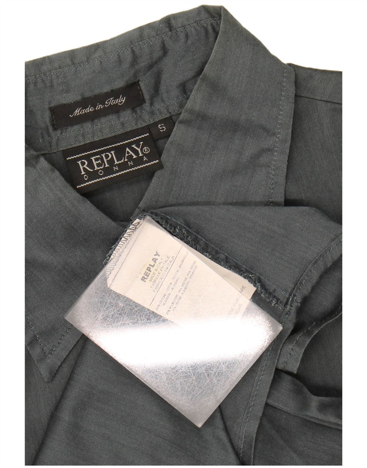 Camisa feminina REPLAY UK 10 algodão cinza pequeno