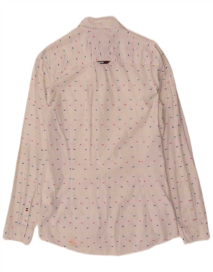 Camisa masculina Tommy Hilfiger Slim Fit médio algodão manchado branco