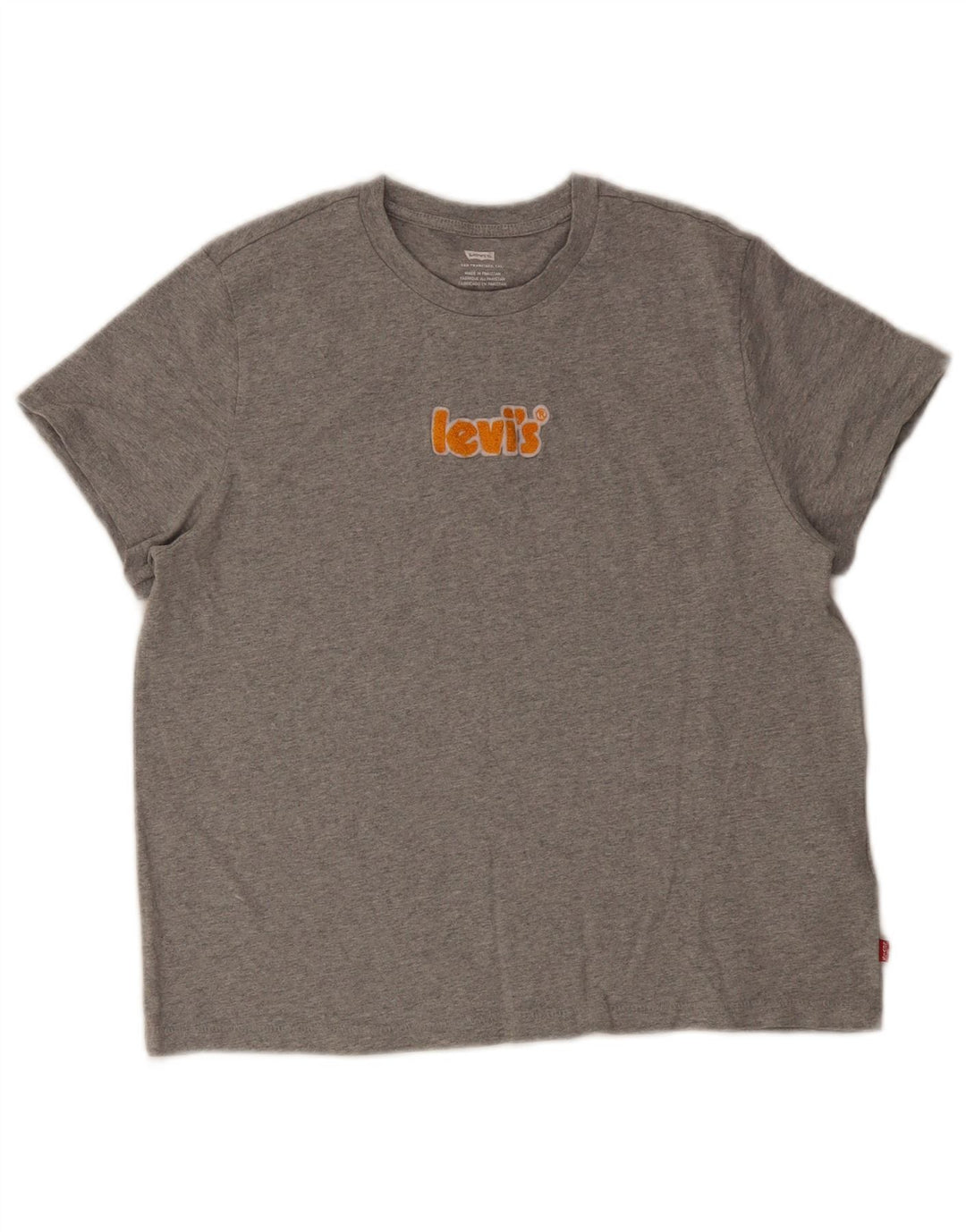 Camiseta feminina gráfica Levi's Top UK 12 algodão cinza médio