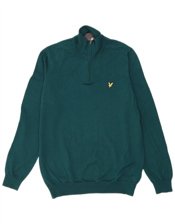 Suéter masculino LYLE & SCOTT com zíper e gola em acrílico verde médio