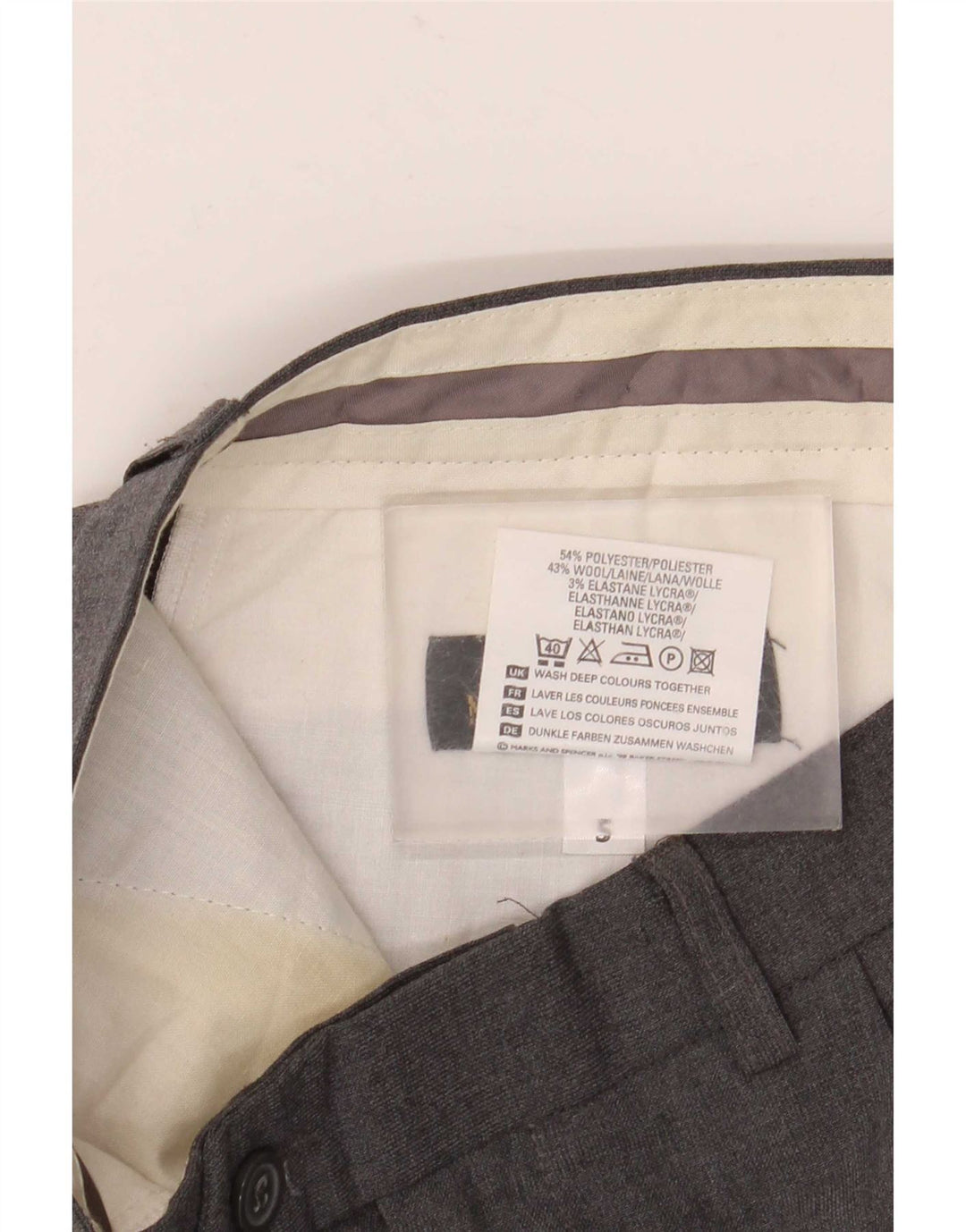Calça masculina Marks & Spencer Pegged Suit W34 L31 cinza poliéster