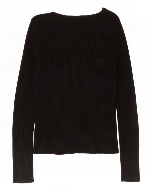 Top feminino Marks & Spencer manga comprida UK 8 pequeno viscose preta