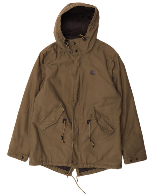 Jaqueta Parka masculina com capuz Vintage Industries Reino Unido 44 2XL Poliéster cáqui