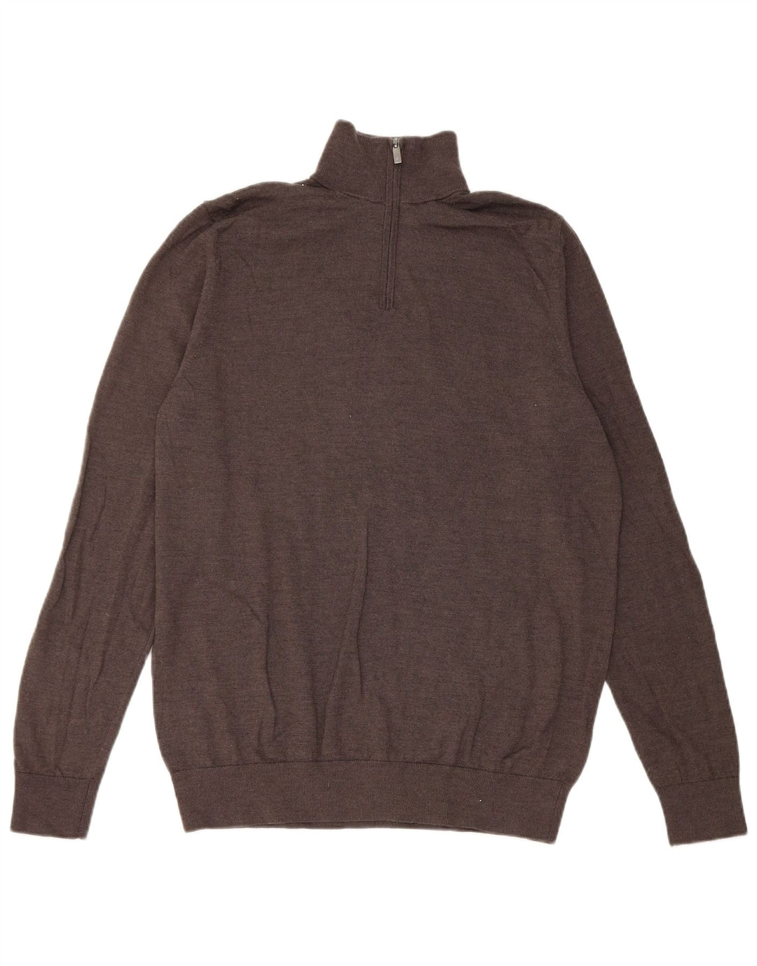 Suéter masculino Marks & Spencer Autograph com zíper e gola grande marrom