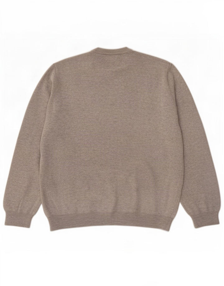 Suéter masculino Marks & Spencer com decote em V grande algodão manchado cinza